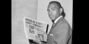 James Meredith reads news about his entry into Ole Miss